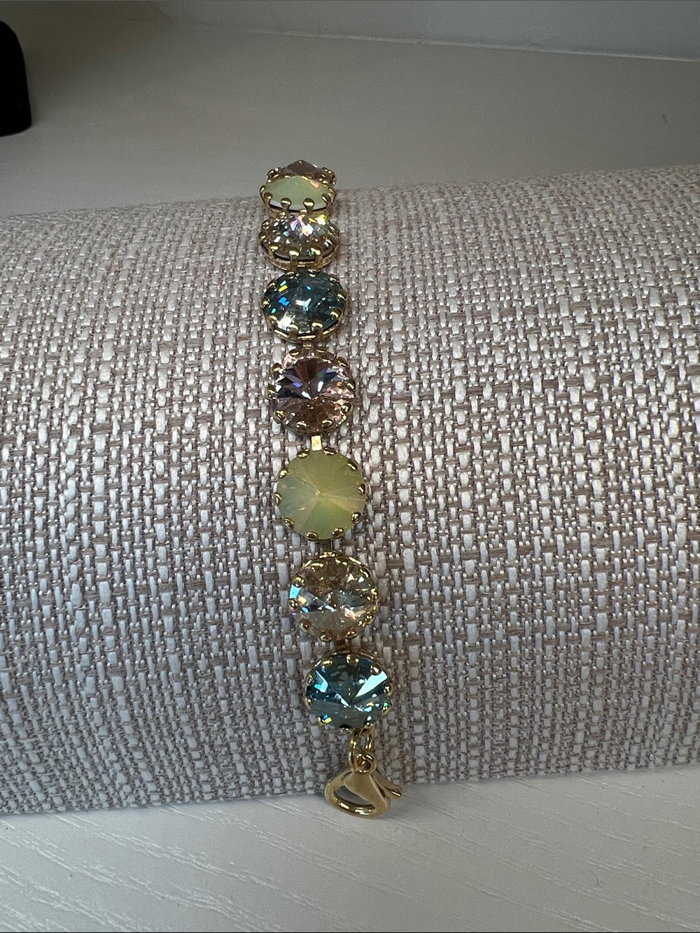 Gold-Tone Multicolor Crystal Round Link Bracelet - Women Jewelry